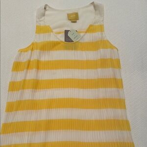 Maeve Yellow and White Ribbed Halter Tank Top